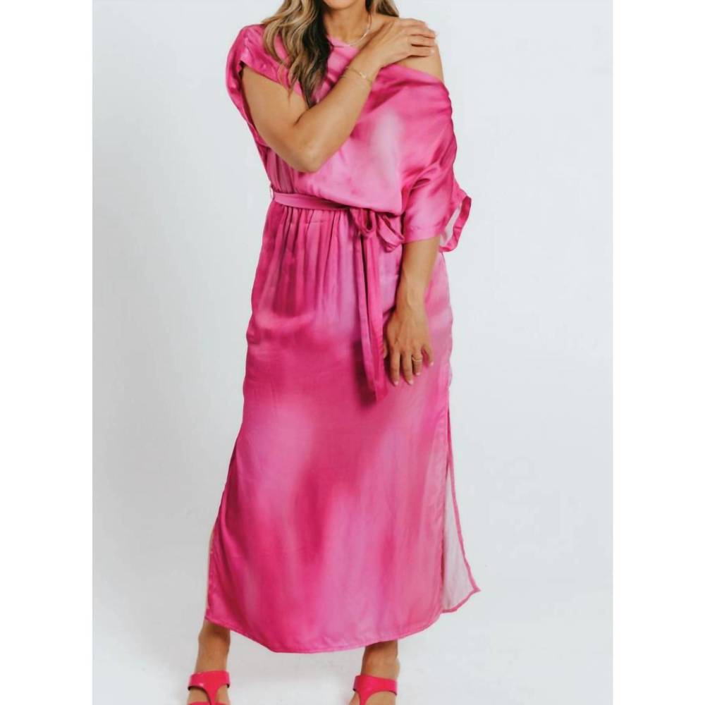 NEW COSSAC drape dress print in pink